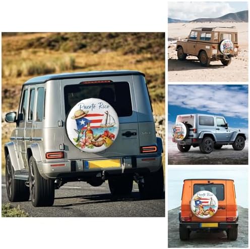 Puerto Rico Spare Tire Cover Waterproof Wheel Cover 17 Inch Universal Fit - Image 4