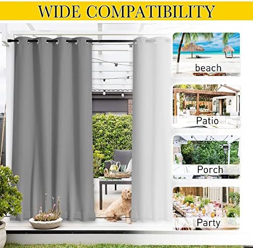 NICETOWN Outdoor Curtains Waterproof Fixed Bottom W52xL95 Silver Grey - Image 5