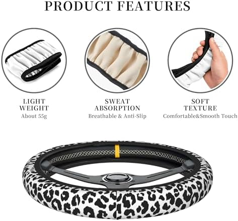 Black Leopard Print Steering Wheel Cover - Image 6