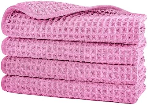 POLYTE 430 GSM Poly Blend Microfiber Waffle Wash Cloth Face Towel, 13x13 in by Polyte