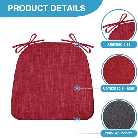 IASEAHK Chair Cushions for Dining Chairs Set of 4, Non Slip Kitchen Chair Pads - Image 2