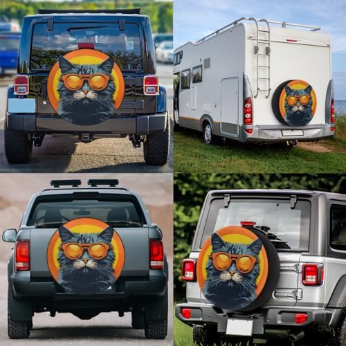 Spare Tire Cover for RV Trailer, Funny Animal Cat Tire Covers Universal Fit for - Image 7