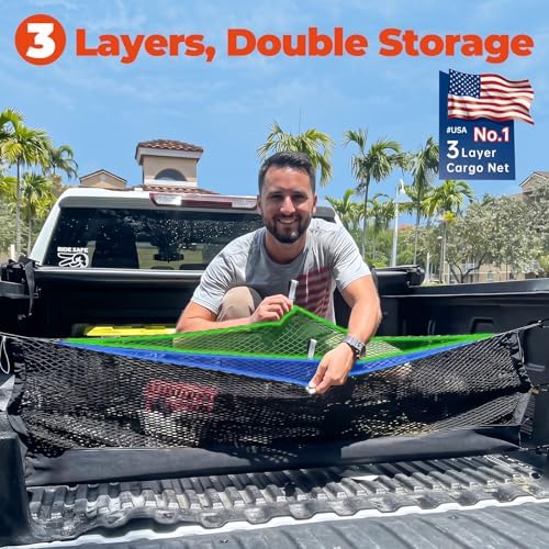 3-Layer Cargo Net for Hyundai Santa Cruz 22-26, Zoned Storage Netting - Image 2