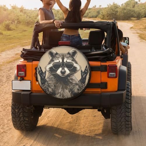 Delerain Spare Tire Cover Funny Raccoon Wheel Covers Sun Protection Waterproof - Image 4