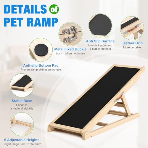 Tresbro Dog Ramp for Couch, 39.4'' Long 18''-23.6'' Height Pet Ramp - Image 3