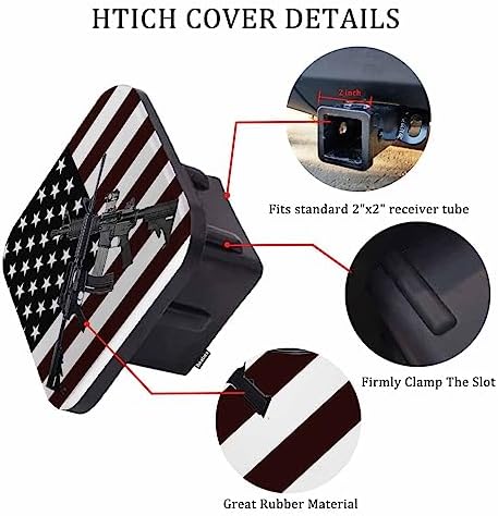 2 Inch American Flag Trailer Hitch Cover, Grunge Flag of USA - Image 3