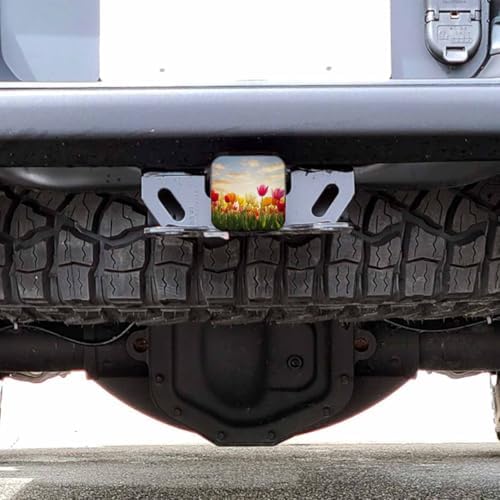 Tulip Hitch Cover Blossom Tulips Floral Field Sunset Rubber Trailer Hitch Cover - Image 6