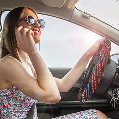 SEG Direct Boho Steering Wheel Cover, Baja Blanket Cloth, Coarse Flax - Image 3