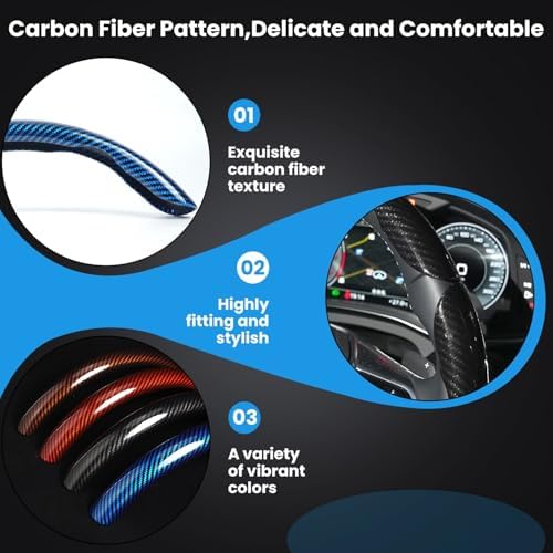 Hiseanllo Carbon Fiber Steering Wheel Cover 3PCS Set – Anti-Slip, - Image 3