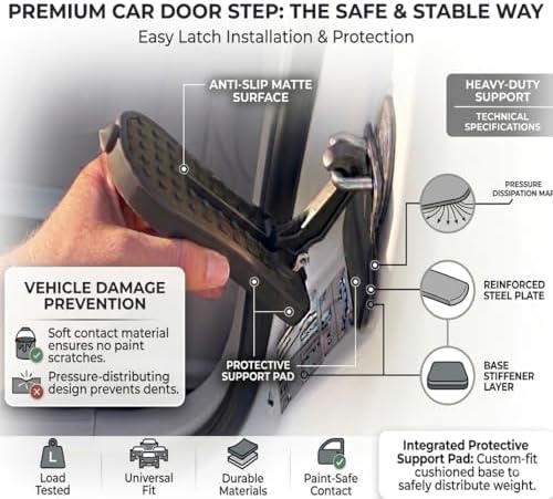 Car Door Step for Roof Access, Foldable Door Latch Step, Adjustable Multi-Angle - Image 3