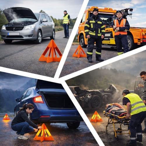 Safety Triangles for Vehicles, 6 Set Emergency Warning Reflective Triangles - Image 7