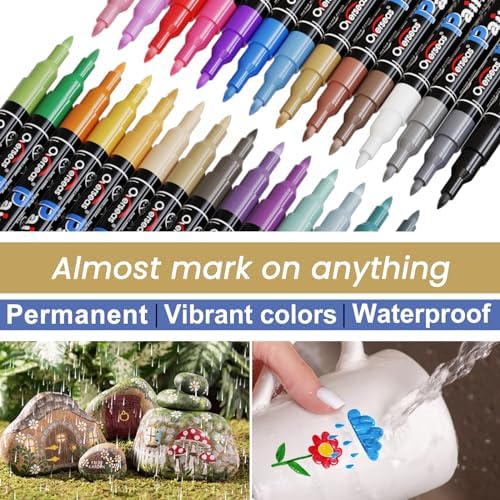 Overseas 2 Pack Black Acrylic Paint Pens Paint Markers Extra Fine Tip - Image 6