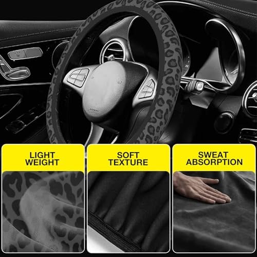 Black Leopard Print Steering Wheel Cover - Image 3