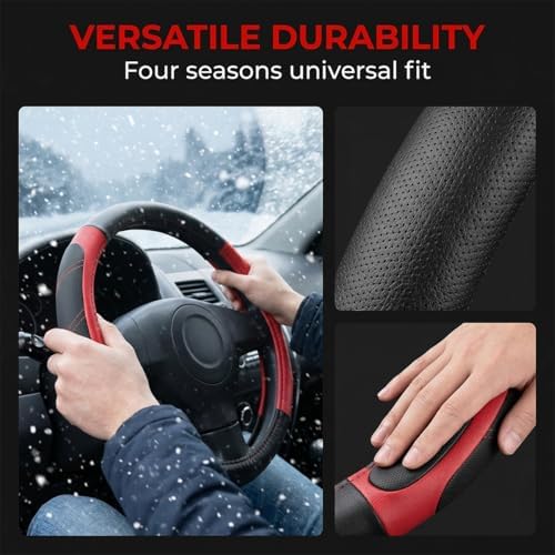 14.5-15 Inch Leather Steering Wheel Cover, Non Slip - Image 3