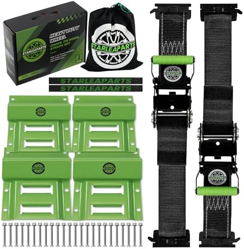 Heavy Duty Wheel Chock Tie Down Straps Set by STARLEAPARTS