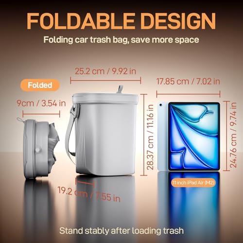 Waretary Car Trash Can with Lid, Leakproof Silicone, 2 Gallon - Image 4