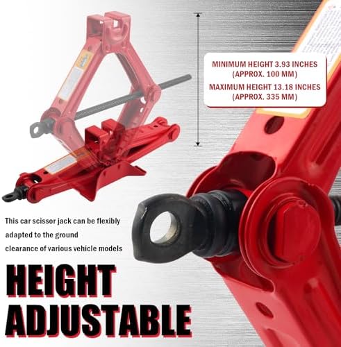 1.5 Ton Car Scissor Jack, 3.93"-13.18" Adjustable Low Profile Car Jack - Image 4