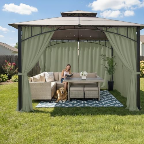 Outdoor Curtains for Patio Waterproof Rod Pocket 6 Pcs 54x95 Sage Green - Image 2