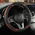 Black Burgundy Microfiber Leather Steering Wheel Cover 15 inch by Binsheo