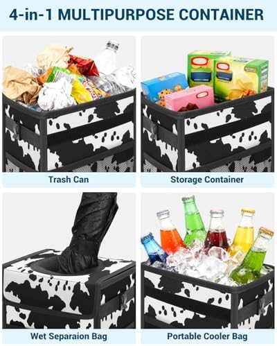 Capolo Car Trash Can with Lid, Leakproof Car Garbage Can Car Trash Bag - Image 5