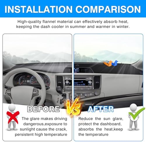 Autorder Dashboard Cover Mat for Toyota Sienna 2011-2014 Accessories Dash Cover - Image 3