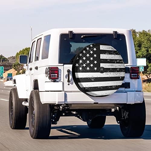 Delerain Black White American Flag Spare Tire Cover - Image 2
