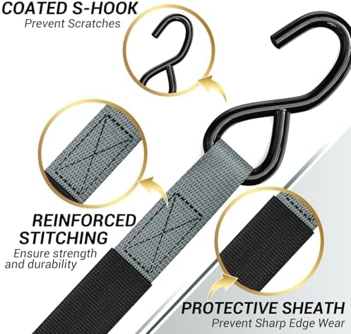 Ohuhu Ratchet Tie Down Straps 1" x 15' - Image 3