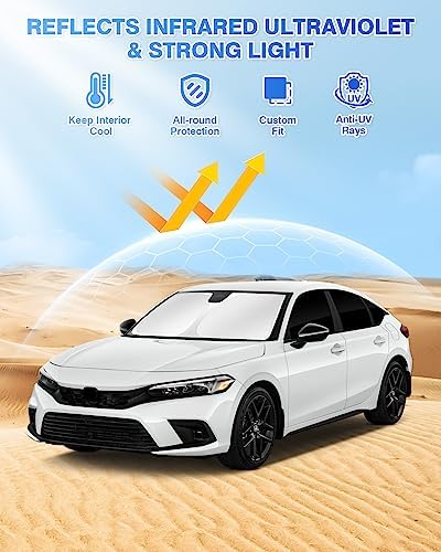 Canvcle Windshield Sun Shade for 11th Gen Honda Civic 2022-2025 2026 Side Rear - Image 2