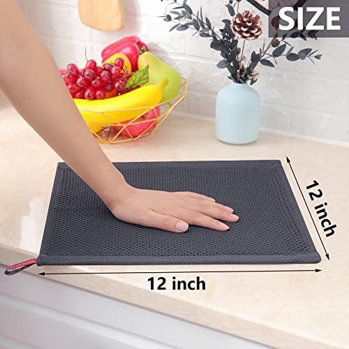 Homaxy 100% Cotton Waffle Weave Kitchen Dish Cloths 18-Pack, Dark Grey - Image 5