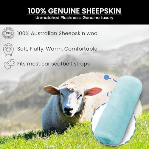 Andalus Genuine Sheepskin Car Seat Belt Cover Pad – Soft Fuzzy, Comfy Fluffy - Image 3