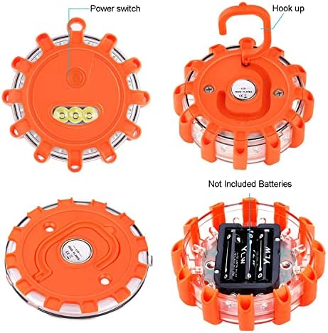 AK [12 Pack LED Road Flares Safety Flashing Warning Light Roadside Emergency - Image 3