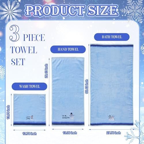 Peryiter 3 Pack Snowman Decorative Bath Towel Set - Image 2