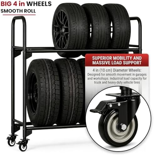[Upgraded Rolling Tire Rack for Garage, Tire Storage Rack, Heavy-Duty Wheel Rack - Image 5