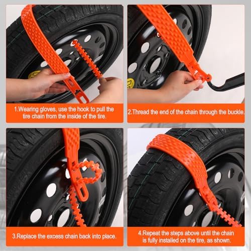 12 Pcs Heavy Duty Anti Skid Snow Tire Chains, Nylon Winter Snow Tracks - Image 4