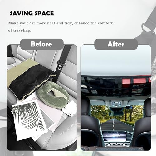 Car Ceiling Cargo Net with 2*Headrest Hook, Large Capacity Anti-Fall Cargo Net - Image 5