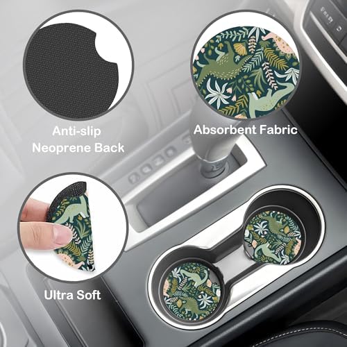Dinosaurs and Tropical Leaves Steering Wheel Cover - Image 4