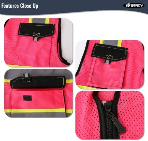 JKSafety Safety Vest for Men Women Hi Vis Reflective Vest JK220 Pink 5XL - Image 3
