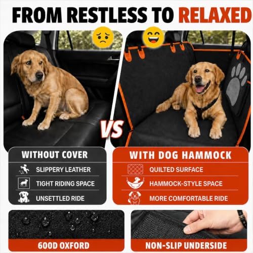 Dog Car Seat Cover for Back Seat, Waterproof Hammock for Cars and SUVs - Image 7