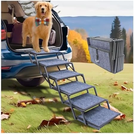 Extra Wide Dog Ramp for Car Truck and SUV Dog Stairs for Large Dogs Folding Pet by SHUNLONG