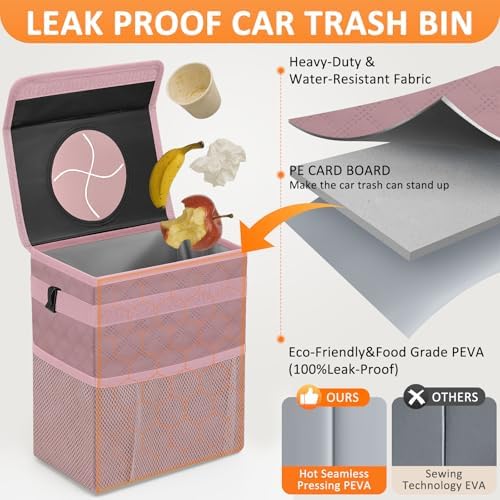 Vankor Car Trash Can with Lid Leak Proof Car Accessories - Image 3