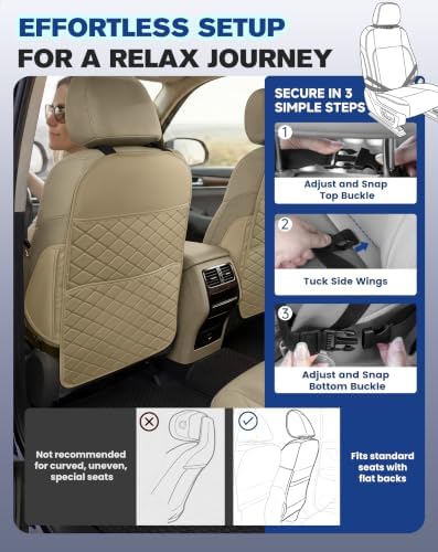 Seat Back Protectors for Kids, Car Kick Mats for Front Seats - Image 6