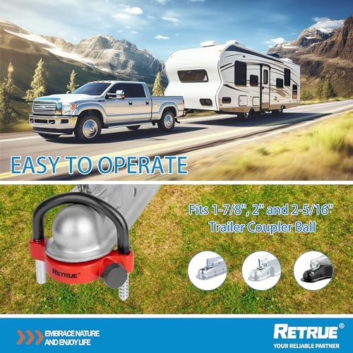 RETRUE Universal Trailer Coupler Hitch Lock, Waterproof Cover & Cap - Image 3