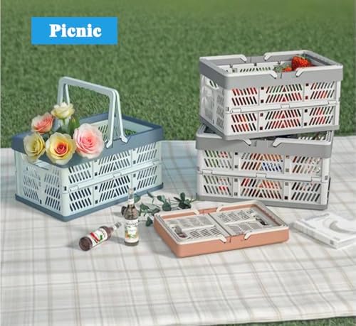 Collapsible Storage Crate with Handles, 20L Foldable Plastic Basket, Organizer - Image 6