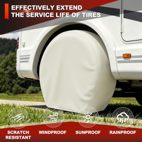 Explore Land Tire Covers 2 Pack Fit Tire Diameters 29-31.75 inch, Off White - Image 4