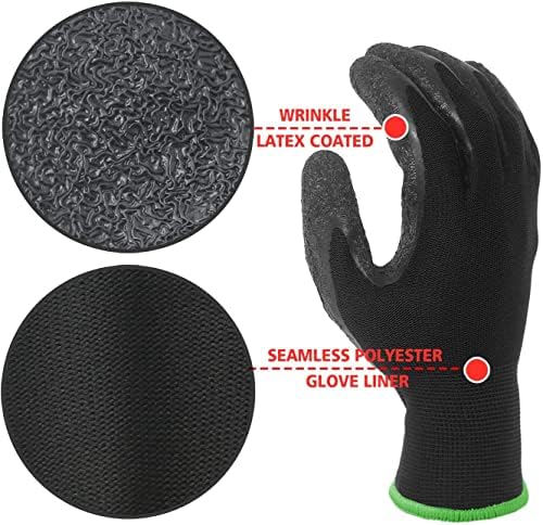 Evridwear Crinkle Latex Rubber Coated Safety Work Gloves - Image 2