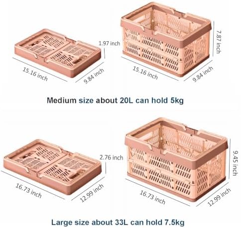 Collapsible Storage Crate with Handles, 20L Foldable Plastic Basket, Organizer - Image 2