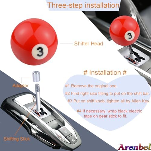 3 Ball Billiard Shift Knob Polished Car Racing Gear Shifter Grip - Image 5