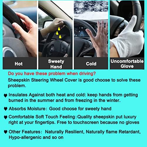 3Pcs/Set Pure Wool Fur Furry Steering Wheel Soft Handbrake Cover Pink - Image 4