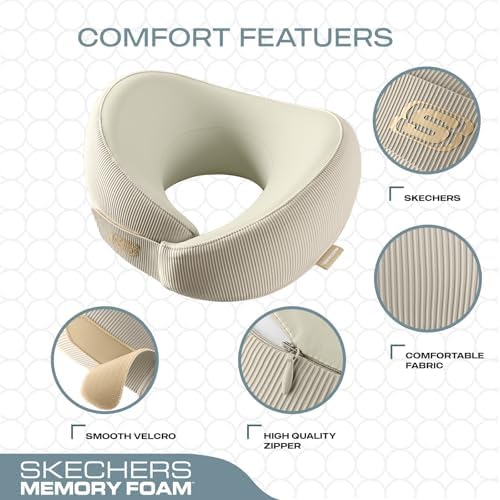 Skechers Memory Foam Neck Pillow, Comfortable & Breathable Travel Pillow - Image 3