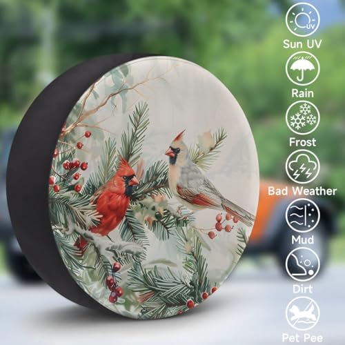 Spare Tire Cover for RV Trailer, Winter Cardinal Tire Covers Universal Fit for - Image 3